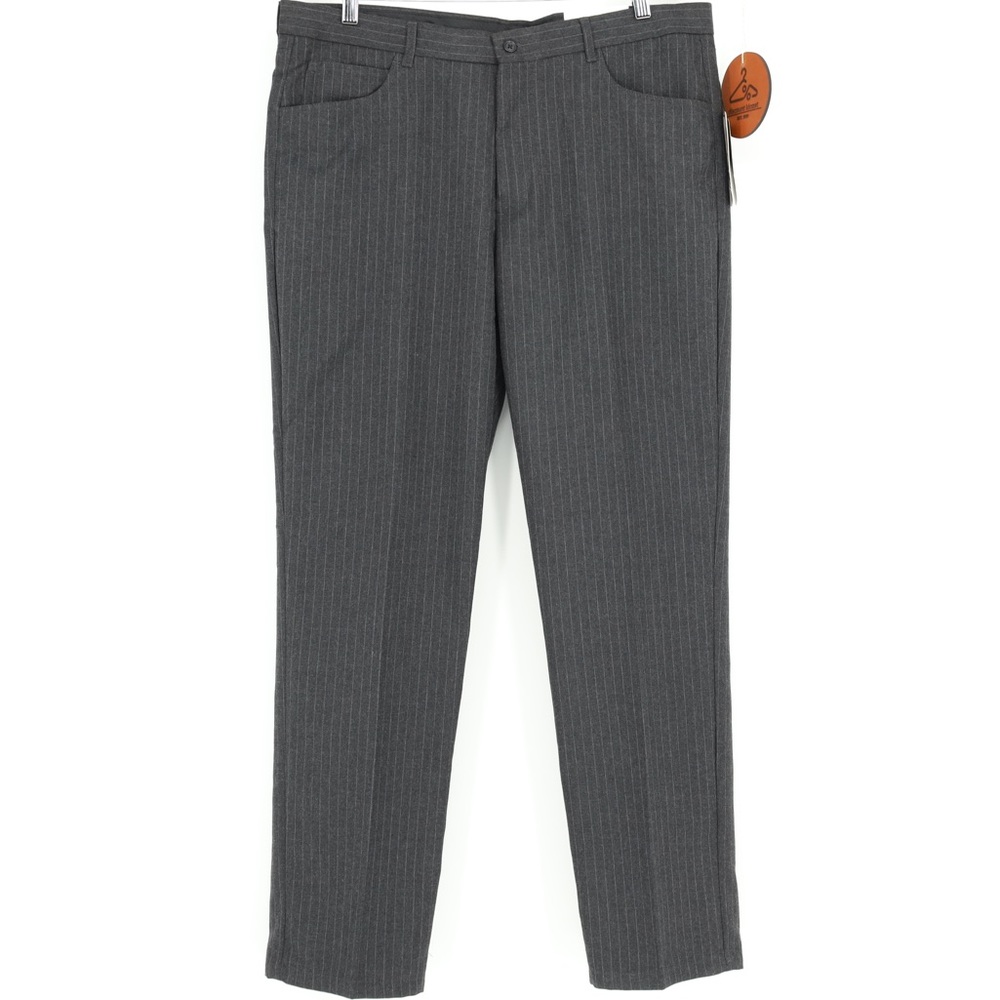 NWT GREG NORMAN CHARCOAL STRIPE FLAT FRONT‎ SLIM FIT PANTS STYLE# G5FL15 …